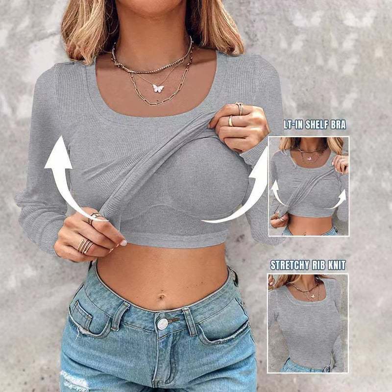 Chemise à manches longues cropped pour femmes avec débardeur intégré Levoire