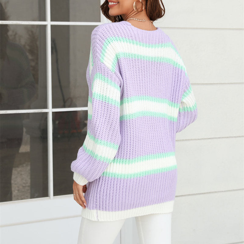 Levoire | Gilet Femmes Rayé Coloré Long