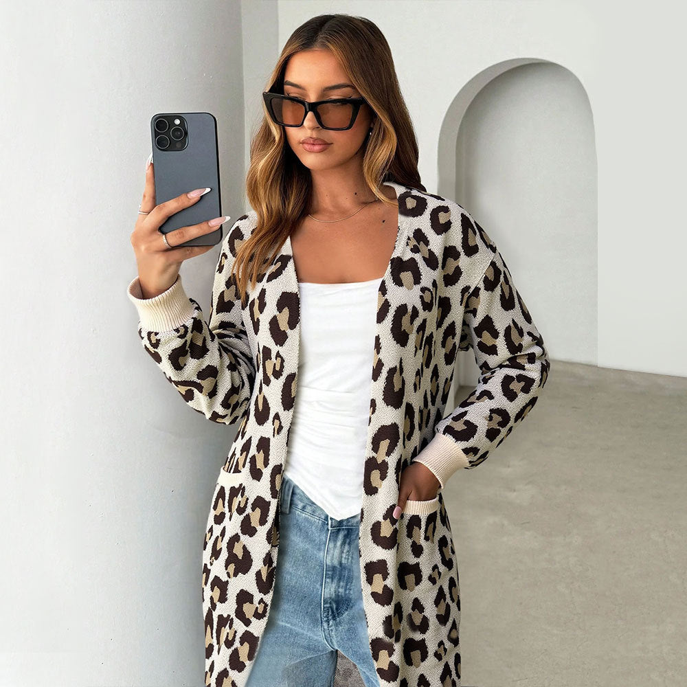 Cardigan femme avec motif léopard et poches pratiques Levoire