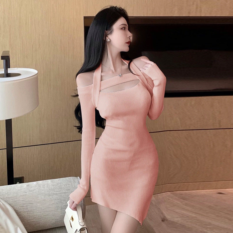 Levoire | Tunique à mailles sans manches décolleté épaules robe ajustée Rosa Une taille