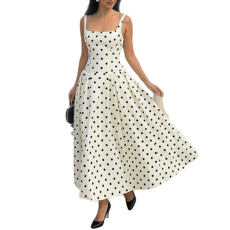 Robe maxi élégante à pois pour femmes Levoire