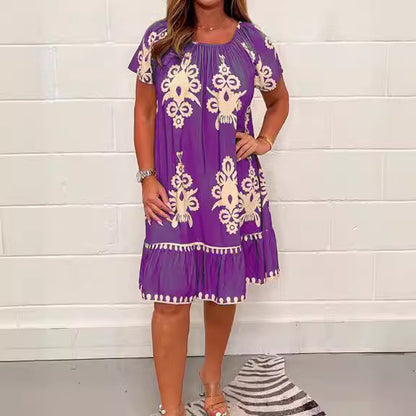 Levoire | Robe imprimée été Robe imprimée à manches courtes