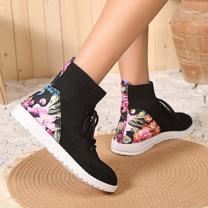Levoire | Baskets Mixtes Confortables Mi-Longues Avec Détail En Fleurs Sur Le Talon Pour Femmes