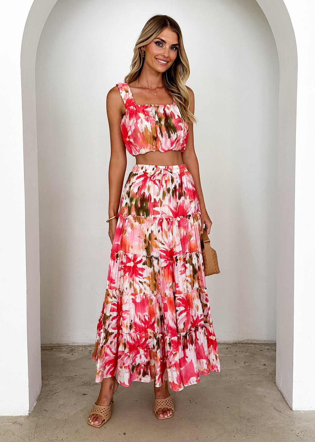Robe Maxi Femme avec Blouse Aérée et Jupe Volumineuse Levoire