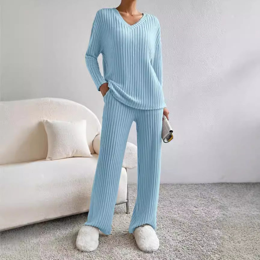 Levoire | Ensemble De Détente En Tricot Côtelé Bleu clair (Presque épuisé)
