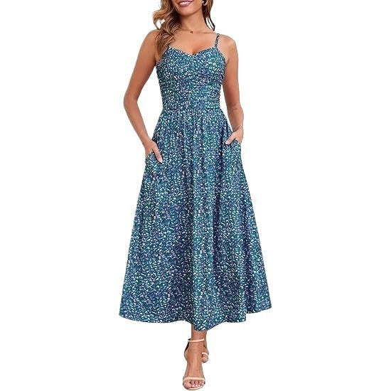 Robe maxi femme avec fines bretelles et poches latérales pratiques Levoire