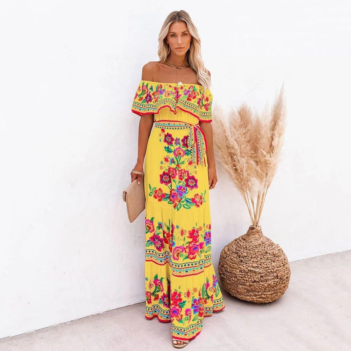 Levoire | Robe maxi fluide élégante imprimée Or
