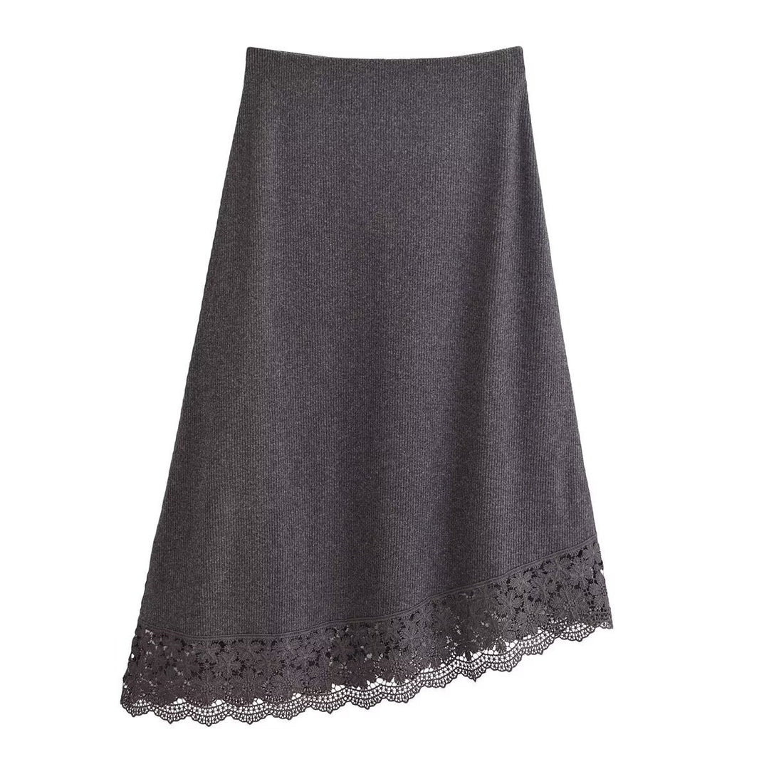 Levoire | Chic & Simple Haut Sans Bretelles Ensemble Jupe Longue Jupe Courte Grise A3