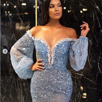 Levoire | Élégance Rayée Or Robe Midi à Manches Longues