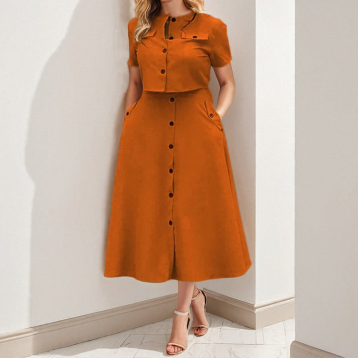 Robe deux pièces pour femmes avec veste courte et longueur mi-mollet ajustée Levoire