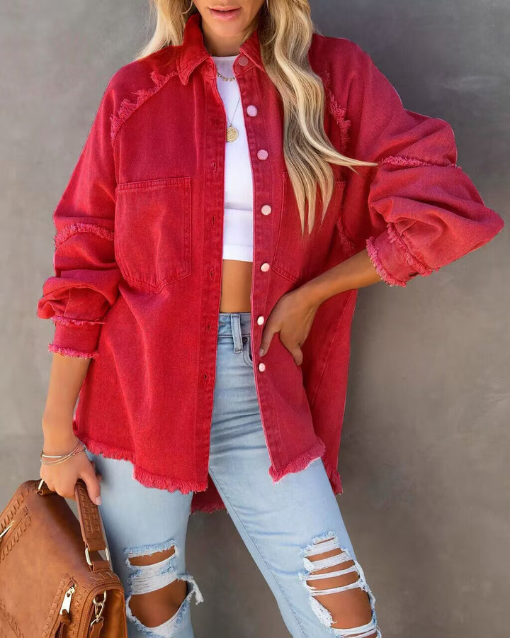 Chemise en denim surdimensionnée pour femmes avec des franges Levoire