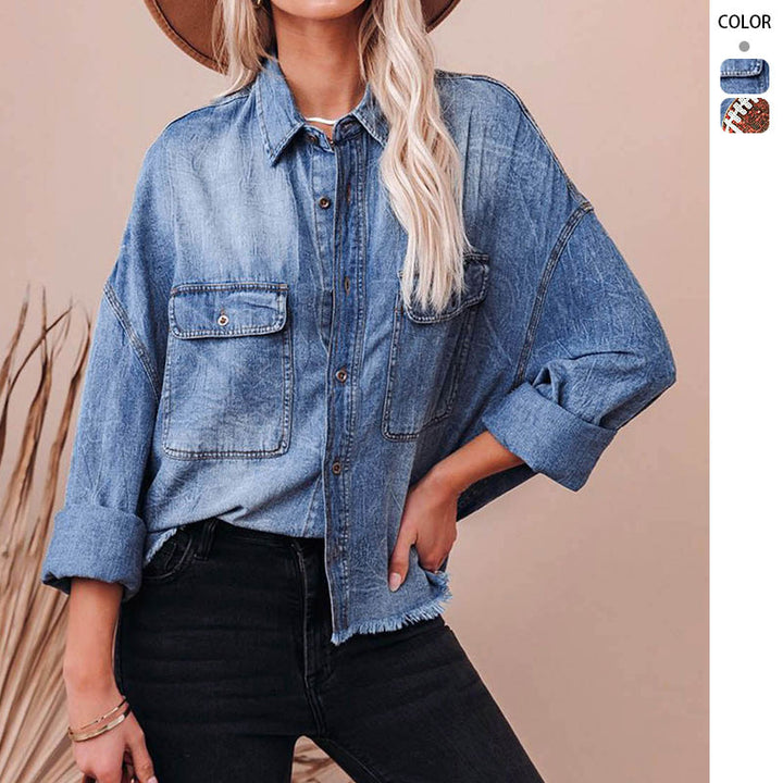 Veste en jean pour femmes dans un style décontracté oversize avec des détails frangés Levoire