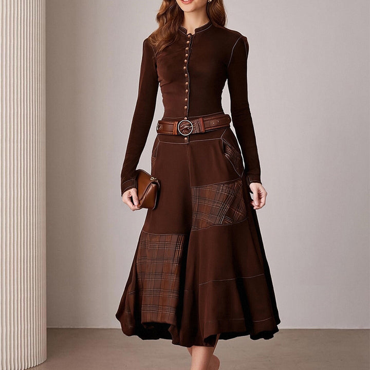 Robe midi élégante pour femmes avec boutonnières et détails contrastés Levoire