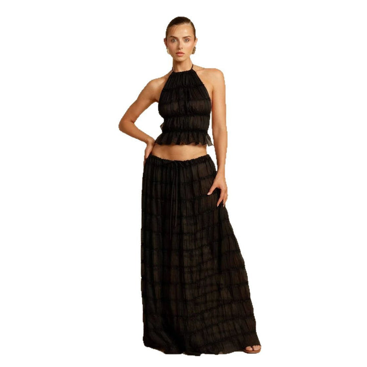 Robe maxi pour femme avec corsage froncé et découpe élégante à la taille Levoire