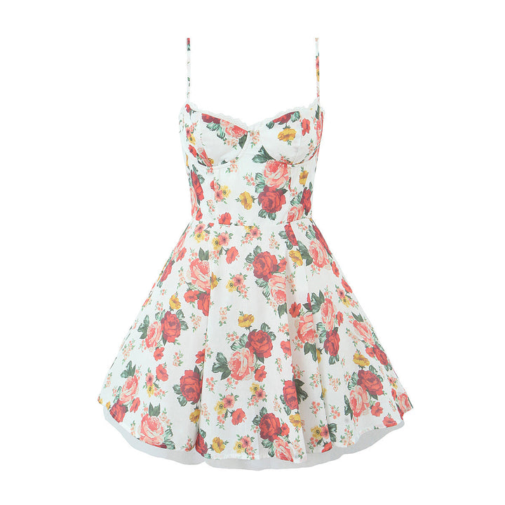 Levoire | Robe sans manches à décolleté en V floral chaud Couleur de fleurs