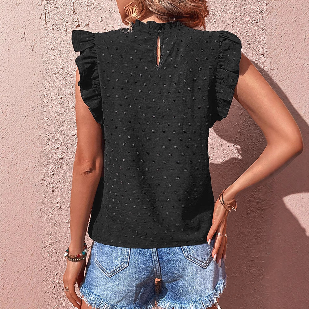 Top pour femme avec des détails en volants et une bordure en dentelle florale Levoire