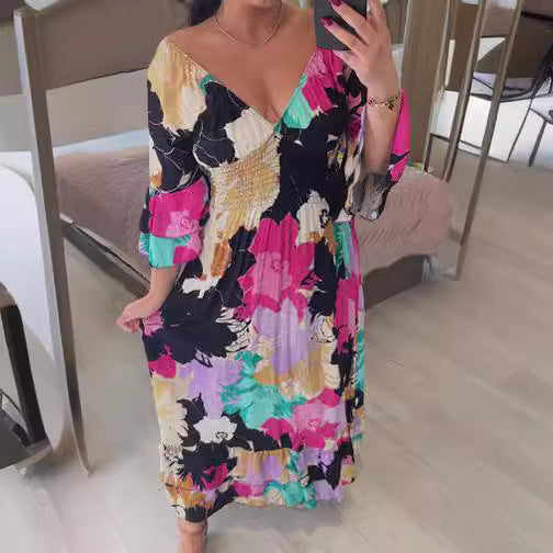 Levoire | Grande Taille Keijun Robe à Col V Fleur