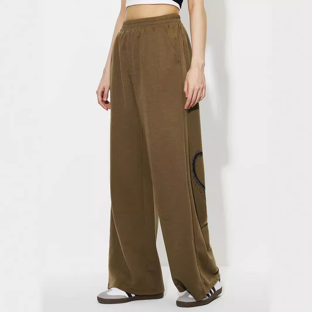Pantalons de loisirs larges pour femmes en matériau léger avec taille élastique Levoire