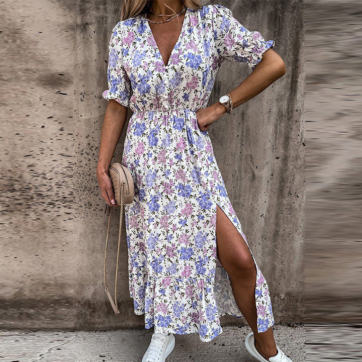 Levoire | Robe Longue Imprimée Cintrée Lila