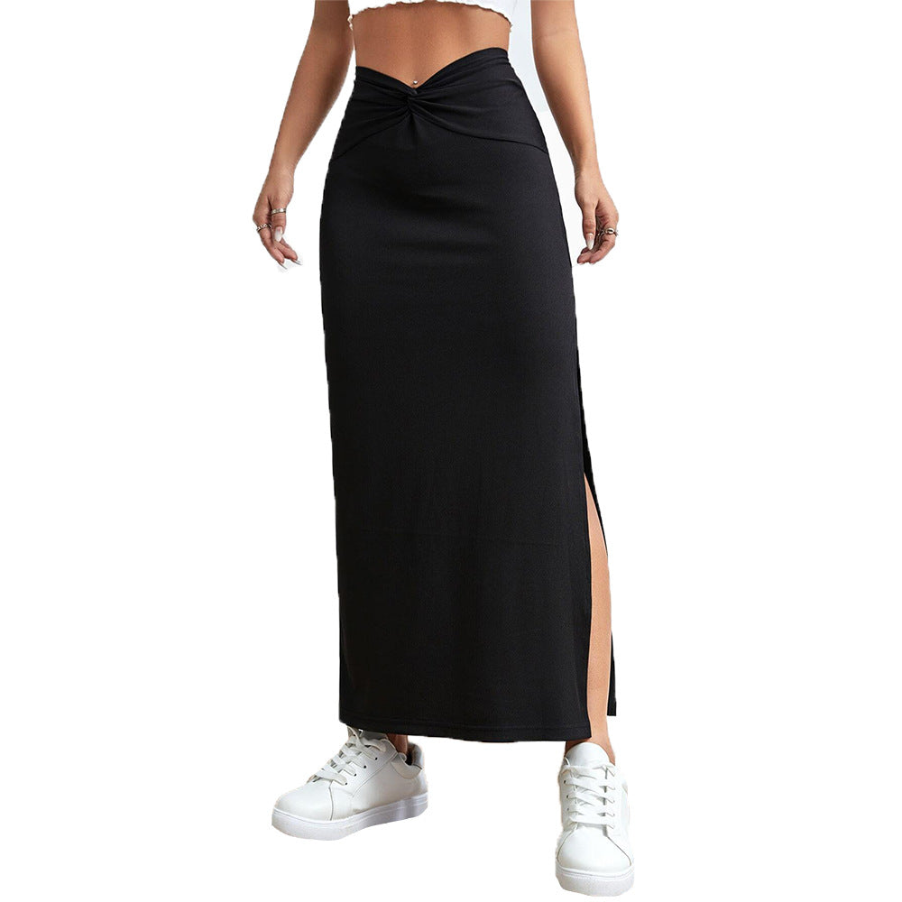 Jupe maxi pour femmes avec fente sur le côté et détail de nœud tendance Levoire