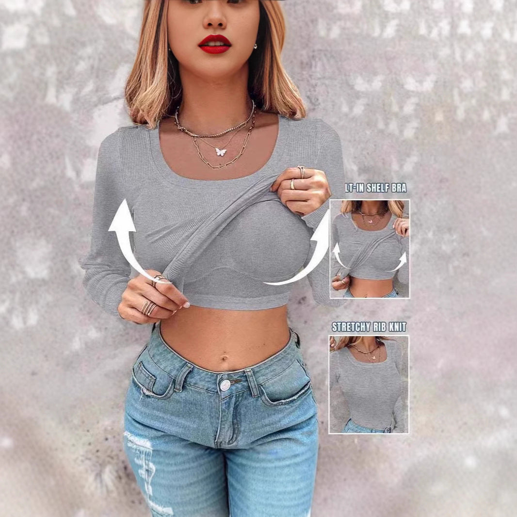 Chemise à manches longues cropped pour femmes avec débardeur intégré Levoire