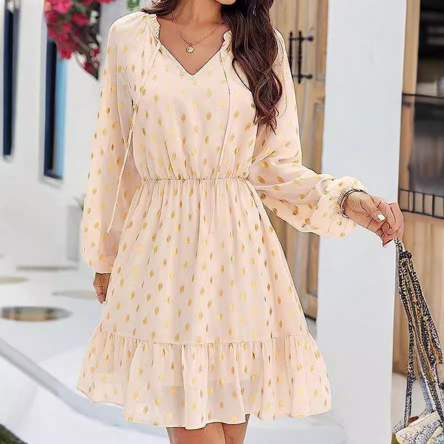 Robe en lin décontractée pour femmes avec détails volantés Levoire