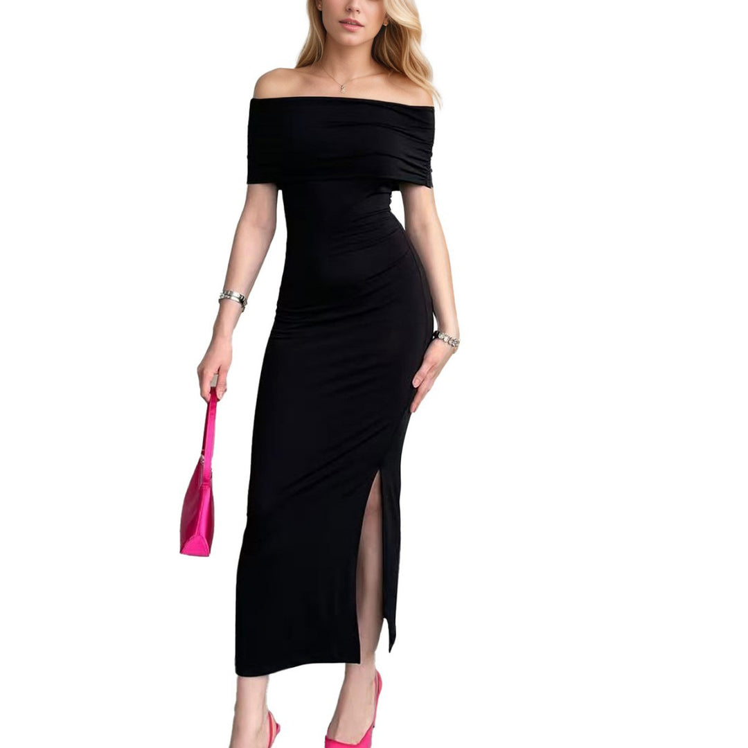 Robe maxi pour femmes avec une coupe hors-épaule et une fente élégante Levoire