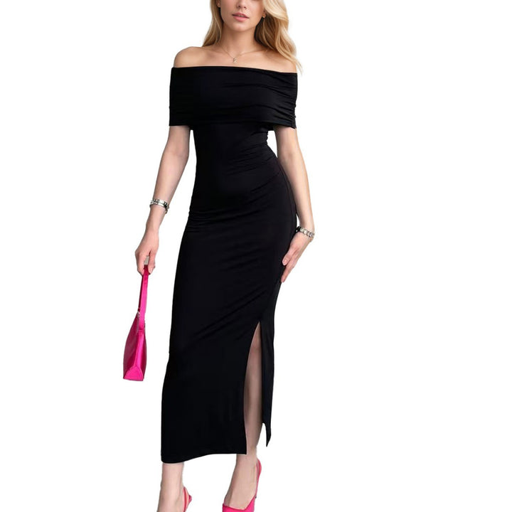 Robe maxi pour femmes avec une coupe hors-épaule et une fente élégante Levoire