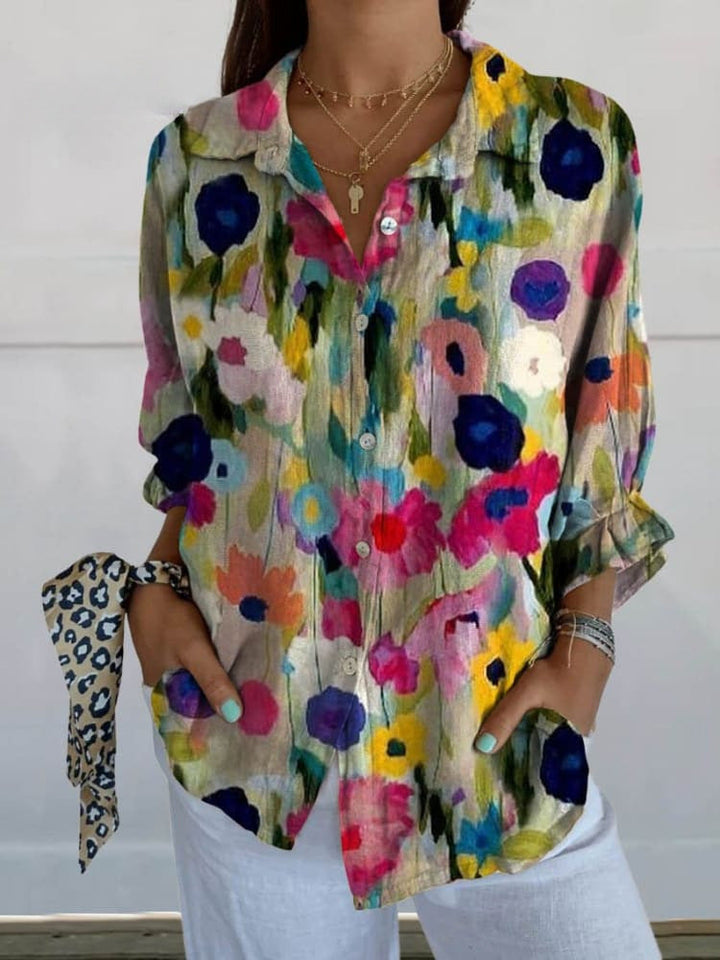 Levoire | Chemise Femme Vintage Rétro À Manches Longues Boutonnée Multicolore