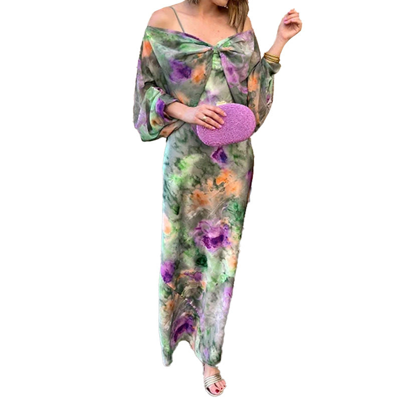 Robe Maxi Élégante pour Femmes avec Couper Joueur et Manches Transparentes Levoire