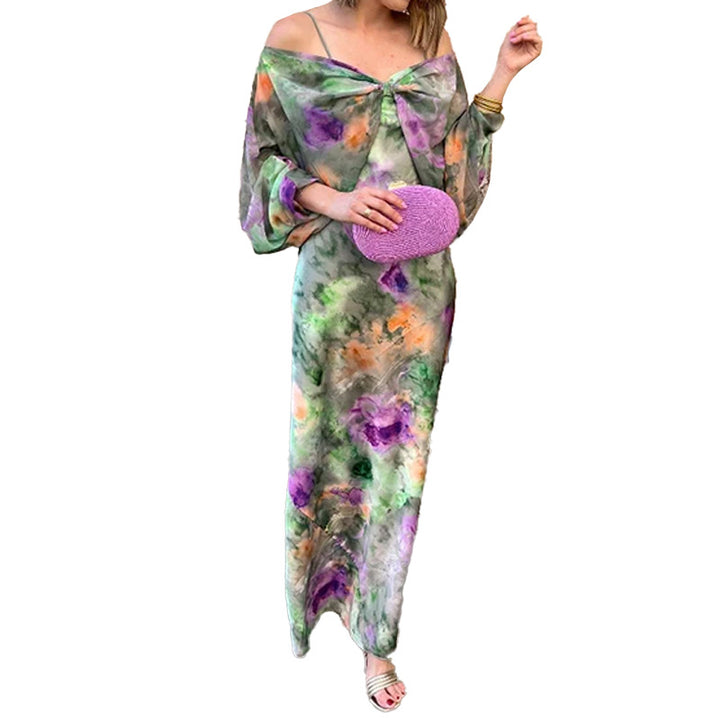 Robe Maxi Élégante pour Femmes avec Couper Joueur et Manches Transparentes Levoire