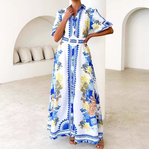 Robe maxi femme avec motif floral et ceinture à la taille Levoire