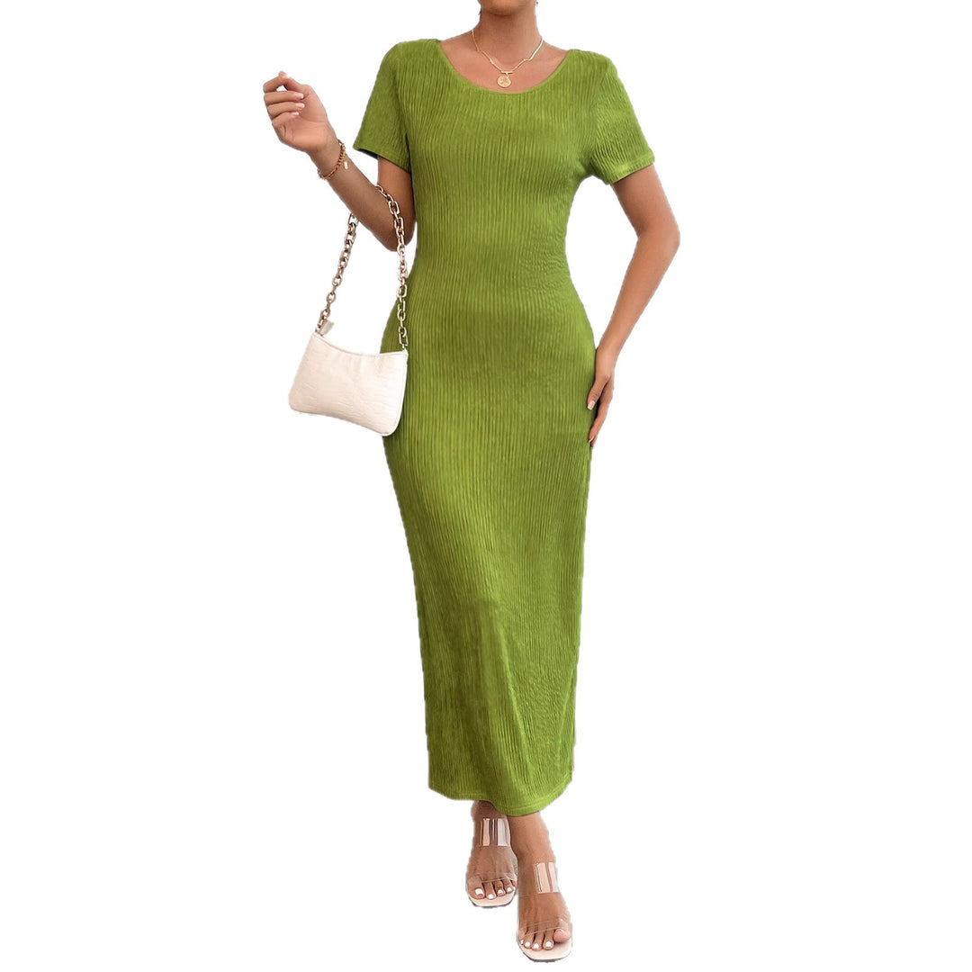 Robe maxi côtelée pour femme avec coupe ajustée et manches courtes Levoire