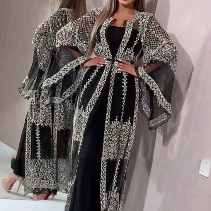 Levoire | Élégant Jupe Longue Écharpe Robe de Soirée noir