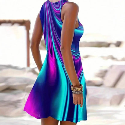 Levoire | Robe imprimée d'été sans manches robe imprimée mi-hauteur