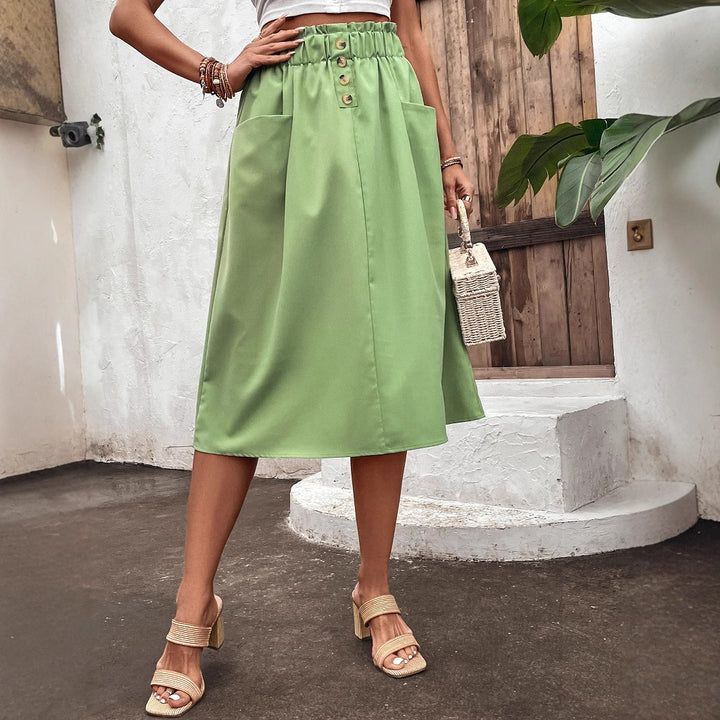 Jupe midi femme en coupe A décontractée avec fermeture à boutons pratique et taille élastique Levoire