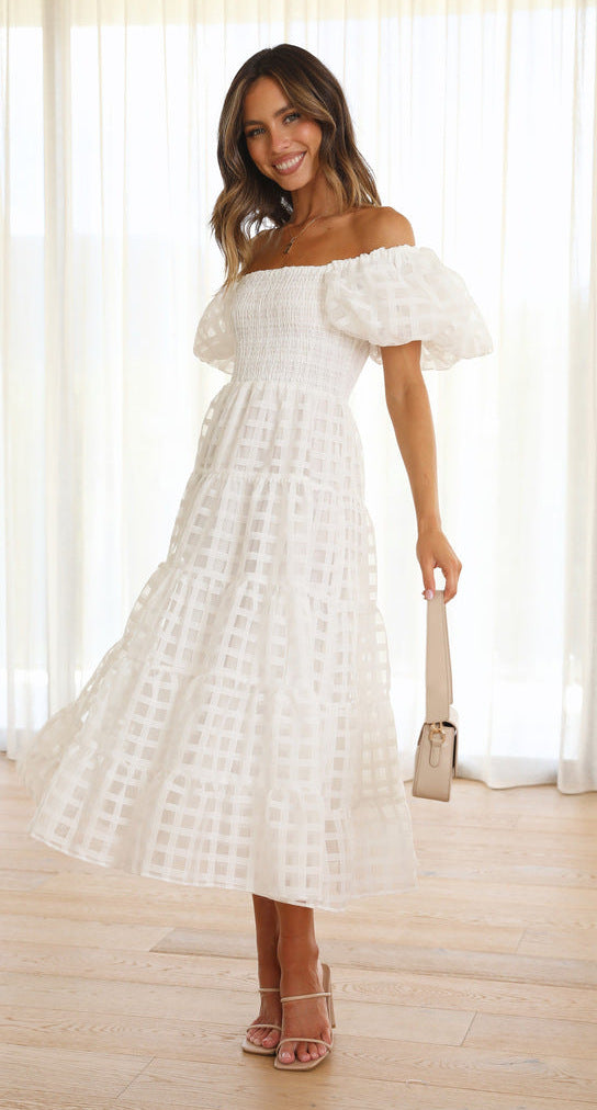 Robe maxi pour femmes avec des manches bouffantes aérées et un corsage froncé Levoire