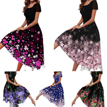 Levoire | Trendik Print Manches Courtes Robe Multicolore