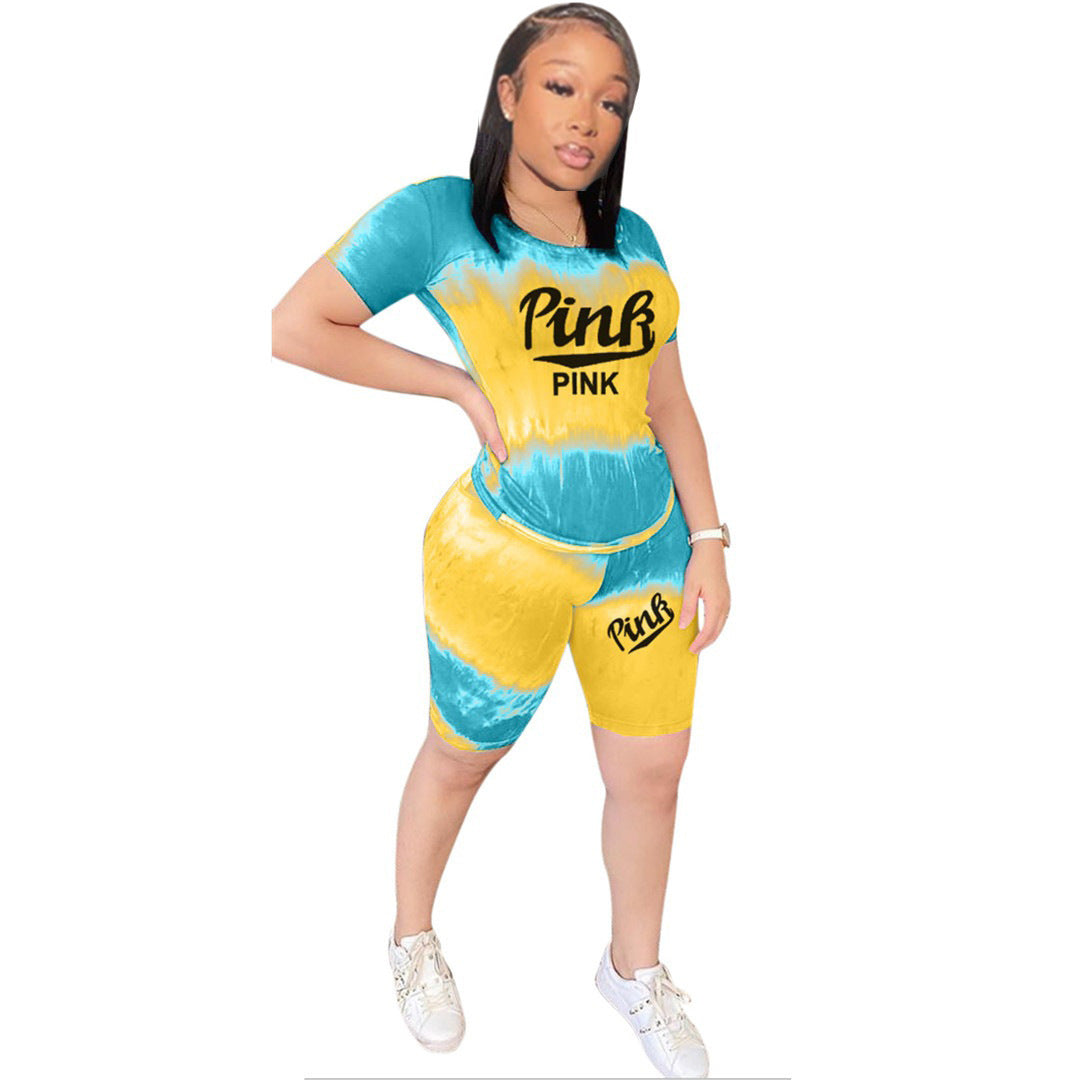 Tenue sportive pour femmes à manches courtes avec motif tie-dye tendance Levoire
