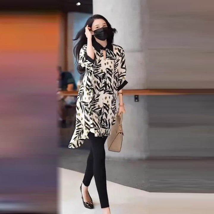 Levoire | Robe imprimée motif d'été combinée jupe longue 8387