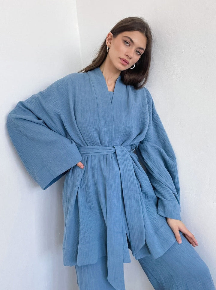 Levoire | Ensemble Deux Pièces À Manches Longues Et Pantalon Ample Bleu foncé