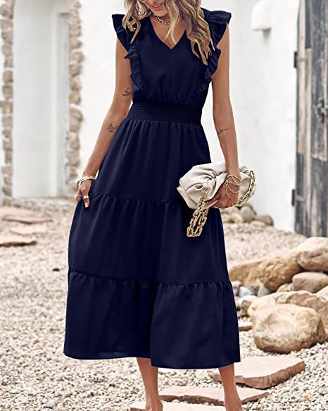 Robe à manches longues pour femmes avec manches bouffantes et jupe volumineuse Levoire