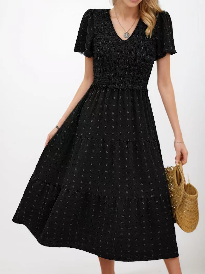 Robe midi femme avec taille élastique et détails volantés Levoire