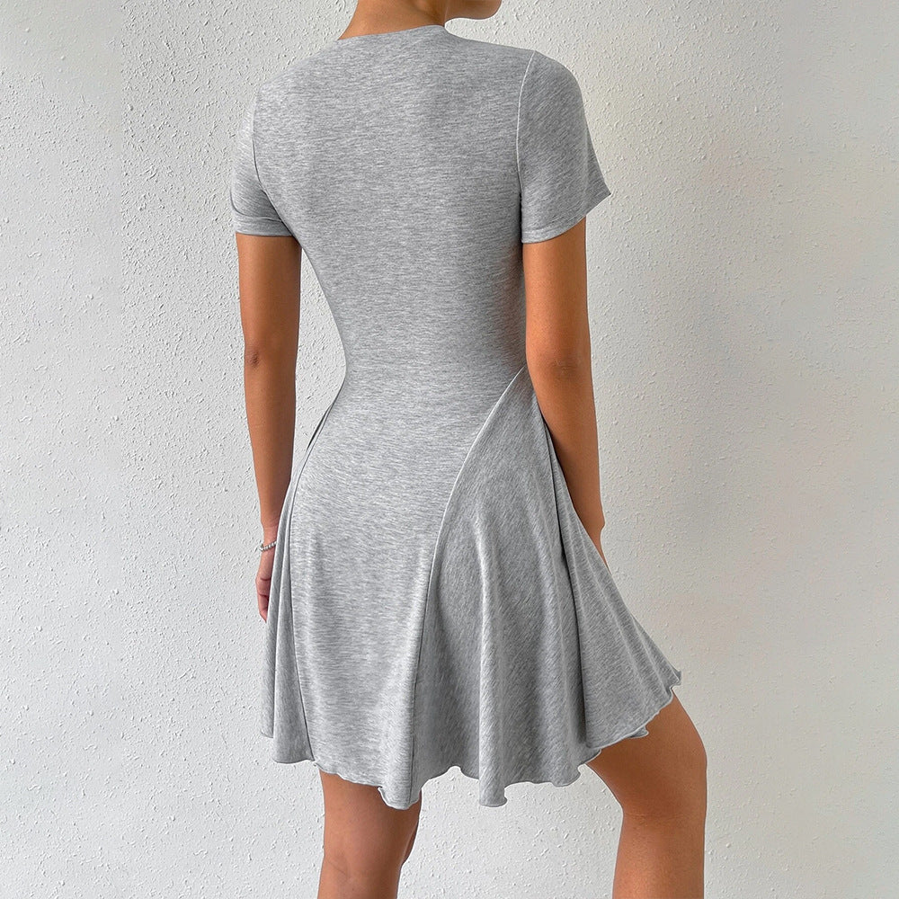 Robe d'été décontractée pour femmes avec col rond et jupe évasée Levoire