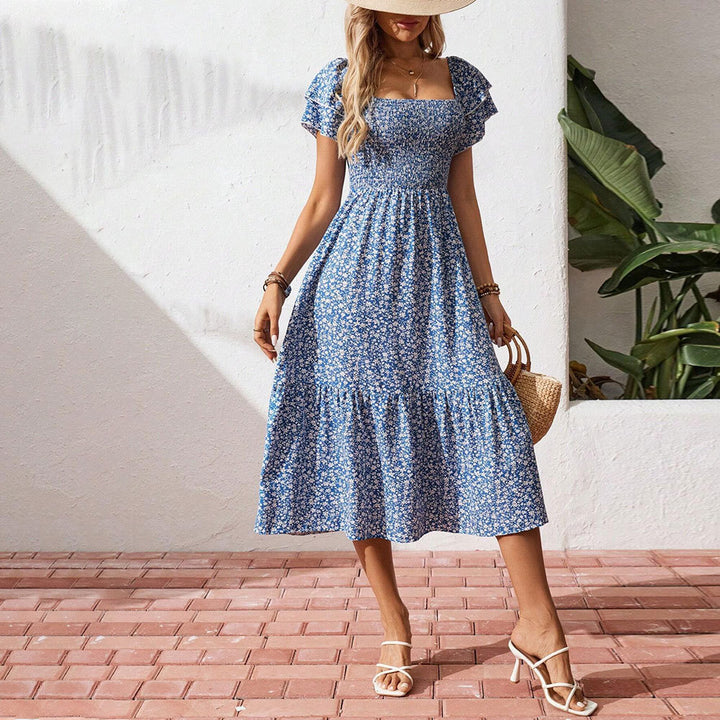 Robe midi femme avec imprimé floral et manches bouffantes aériennes Levoire