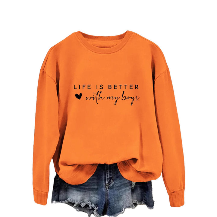 Pull femme confortable à col rond avec impression inspirante Levoire