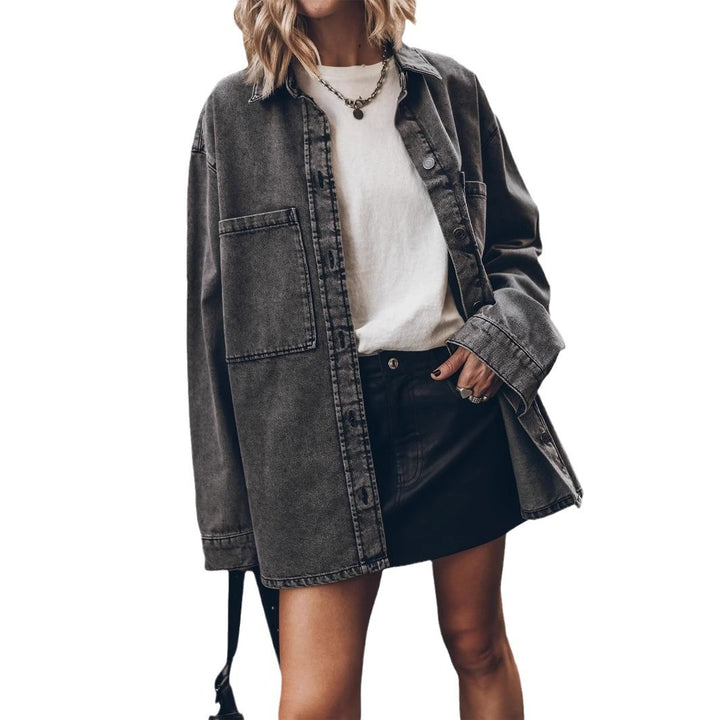 Chemise en jean surdimensionnée pour femmes avec poches pratiques Levoire