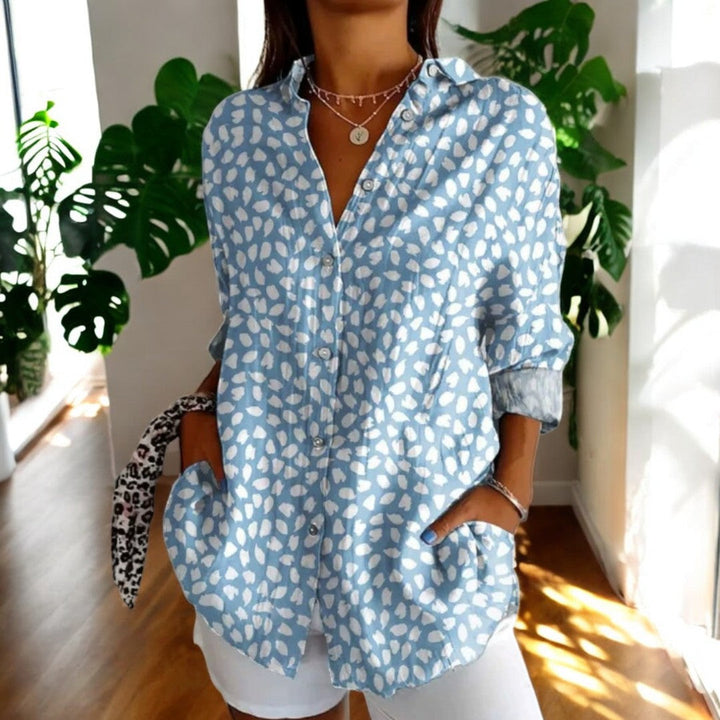Levoire | Blouse Vive Avec Des Boutons Floraux Pour Femmes Bleu clair