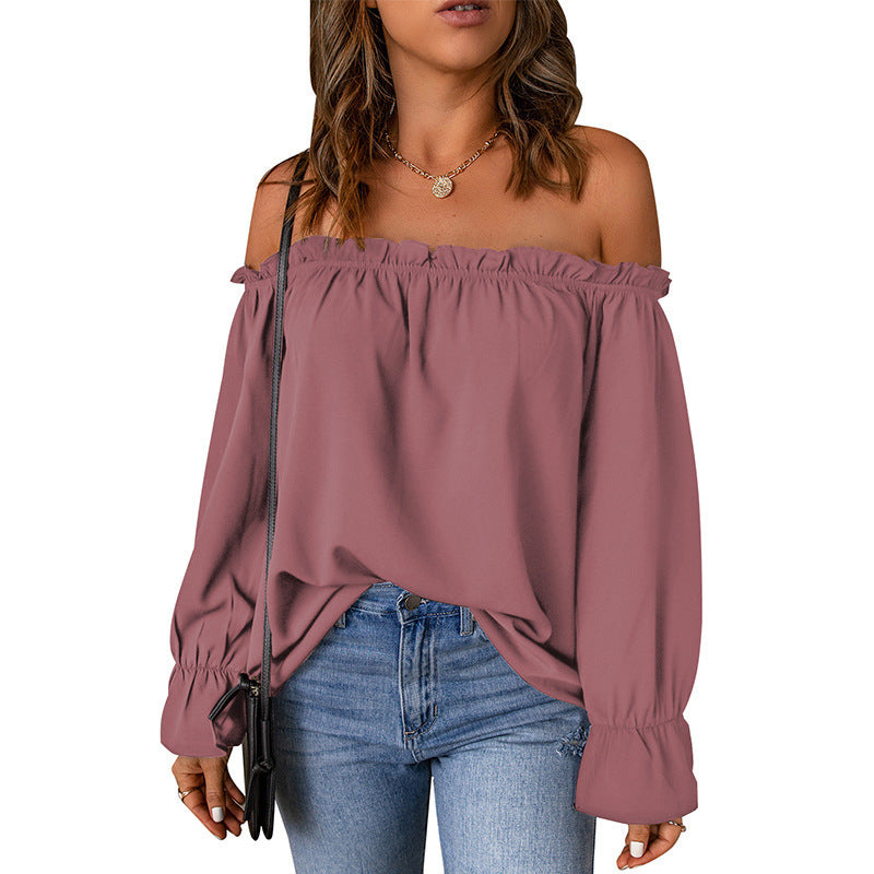 Blouse Femme Bardot avec Manches à Volants et Ourlet Décoratif Levoire