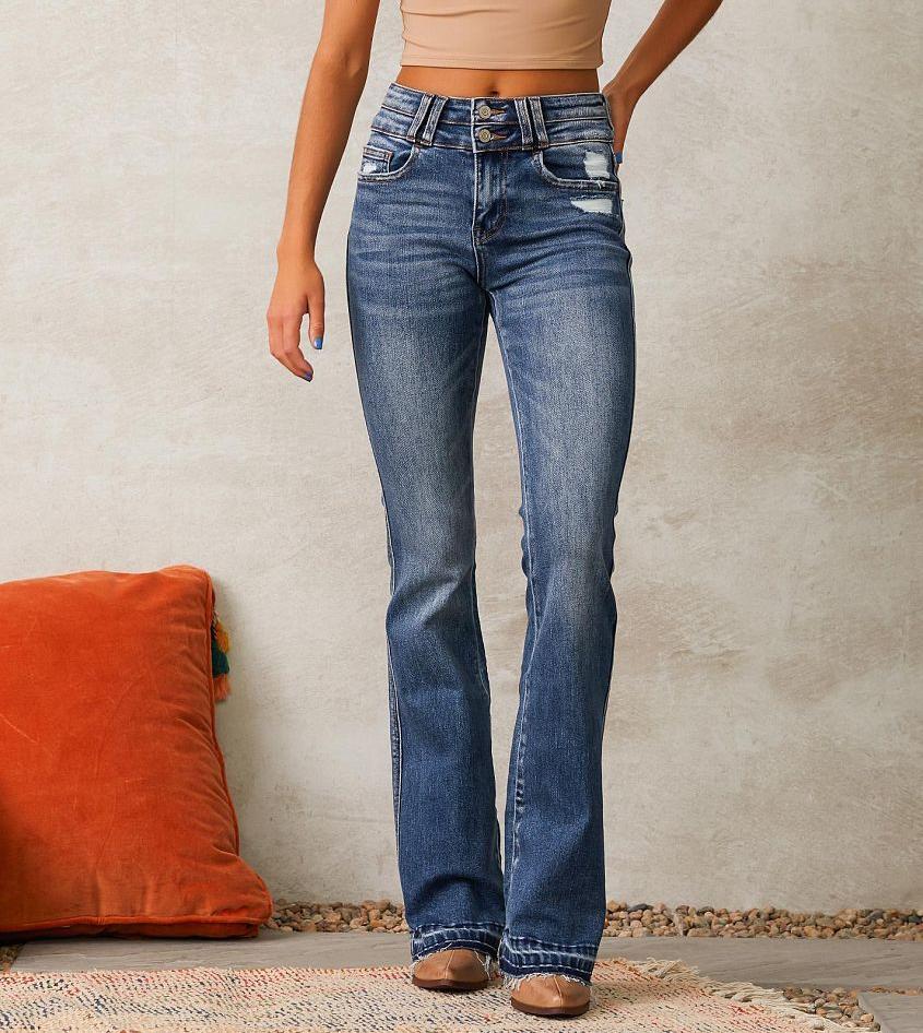 Jeans évasés taille haute pour femmes avec détails déchirés à la mode Levoire